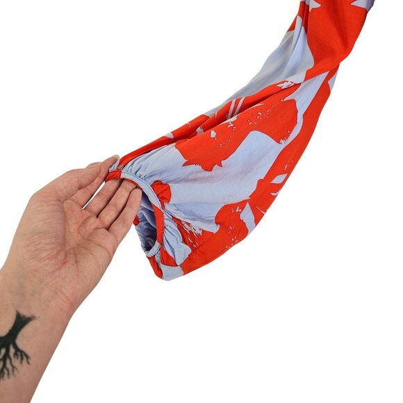 Bardot Camilla Blue Orange Floral Off-the-Shoulder Dress Sz 12 - Picture 5 of 14